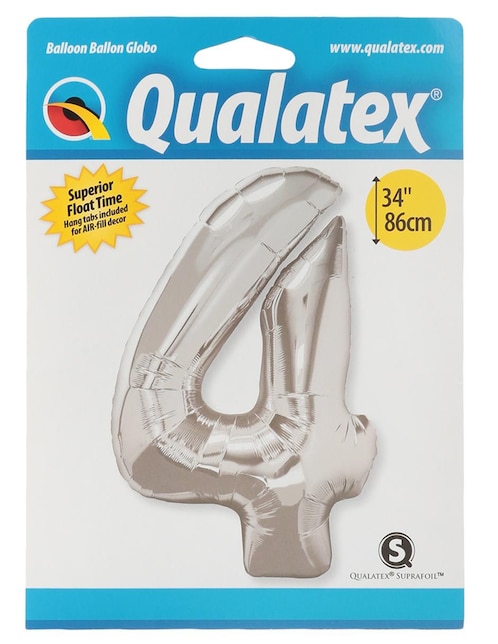 Globo metálico Qualatex número 4 plateado