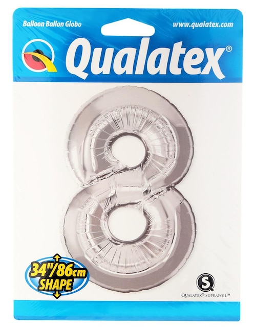 Globo metálico Qualatex Número 8 plateado