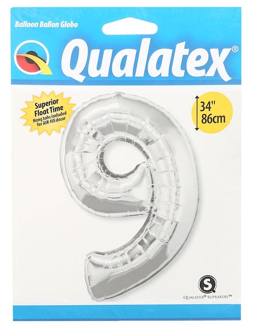 Globo metálico Qualatex número 9 plateado