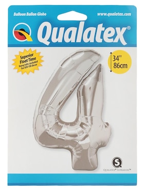 Globo Metálico Qualatex Número 4 Plateado