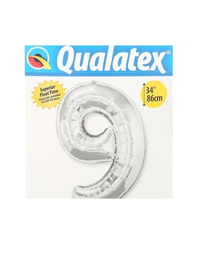 Globo metálico Qualatex número 9 plateado